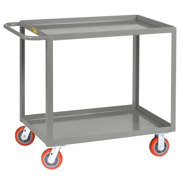Flat Handle Utility Cart, Steel, 2,000 lb Load Capacity, 2 Shelves, 53 1/2 in L, 24 in W, 36-1/2" H